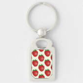 Aardbeienpatroon, rode aardbeien, fruit, blad sleutelhanger (Voorkant)