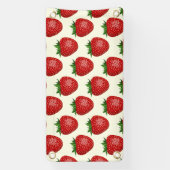 Aardbeienpatroon, rode aardbeien, fruit, blad spandoek (Verticaal)