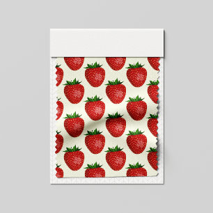 Aardbeienpatroon, rode aardbeien, fruit, blad stof
