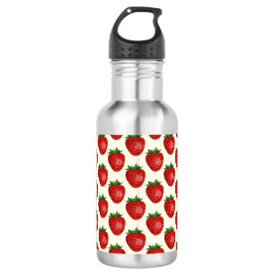Aardbeienpatroon, Rode Aardbeien, Fruit, Blad Waterfles