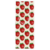 Aardbeienpatroon, rode aardbeien, fruit, blad wijn cadeautas (Achterkant)