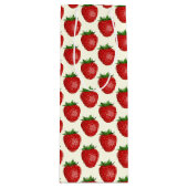 Aardbeienpatroon, rode aardbeien, fruit, blad wijn cadeautas (Voorkant)