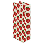 Aardbeienpatroon, rode aardbeien, fruit, blad wijn cadeautas (Voorkant Gekanteld)