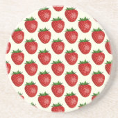 Aardbeienpatroon, rode aardbeien, fruit, blad zandsteen onderzetter (Voorkant)