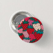 Aardbeienpatroon Ronde Button 3,2 Cm (Voorkant /achterkant)