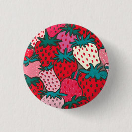 Aardbeienpatroon Ronde Button 3,2 Cm