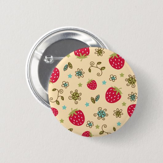 Aardbeienpatroon Ronde Button 5,7 Cm (Voorkant /achterkant)