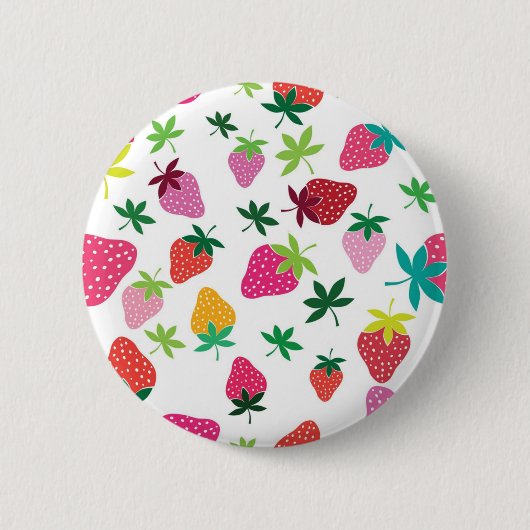 Aardbeienpatroon Ronde Button 5,7 Cm (Voorkant)