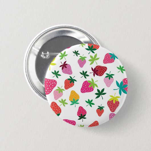 Aardbeienpatroon Ronde Button 5,7 Cm (Voorkant /achterkant)