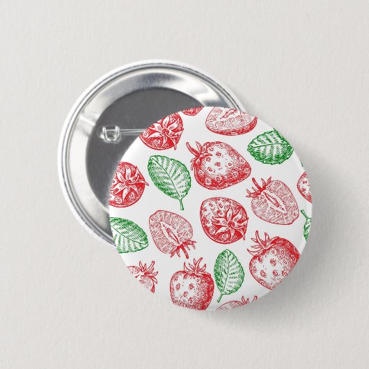 Aardbeienpatroon Ronde Button 5,7 Cm (Voorkant /achterkant)