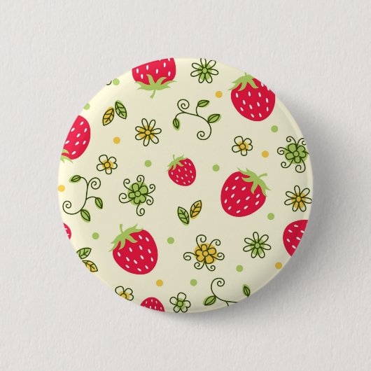 Aardbeienpatroon Ronde Button 5,7 Cm (Voorkant)