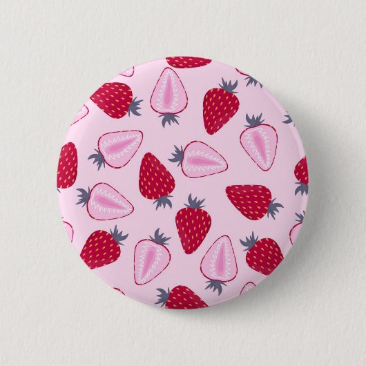Aardbeienpatroon Ronde Button 5,7 Cm (Voorkant)