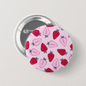 Aardbeienpatroon Ronde Button 5,7 Cm (Voorkant /achterkant)