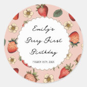 Aardbeienpatroon ronde sticker (Voorkant)