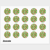 Aardbeienpatroon Ronde Sticker (Vel)