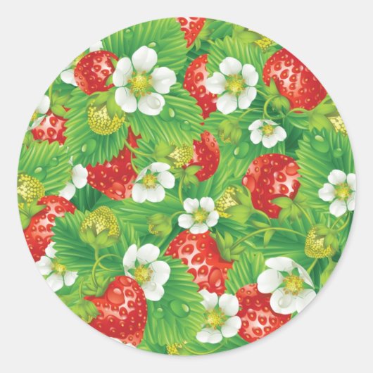 Aardbeienpatroon Ronde Sticker (Voorkant)