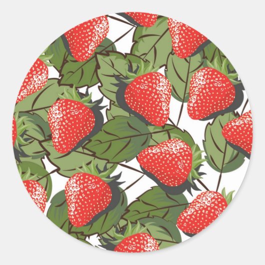 Aardbeienpatroon Ronde Sticker (Voorkant)