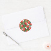 Aardbeienpatroon Ronde Sticker (Envelop)