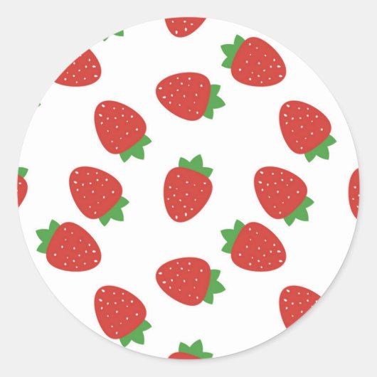 Aardbeienpatroon Ronde Sticker (Voorkant)
