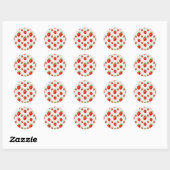 Aardbeienpatroon Ronde Sticker (Vel)