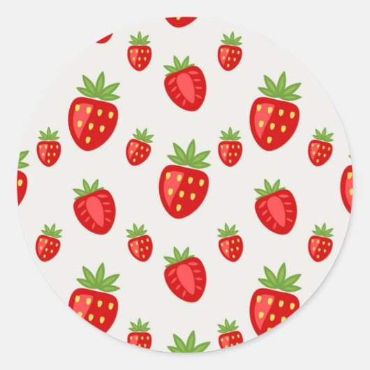 Aardbeienpatroon Ronde Sticker (Voorkant)