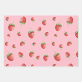 Aardbeienpatroon roze inpakpapier vel (Voorkant 2)