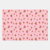 Aardbeienpatroon roze inpakpapier vel (Voorkant)