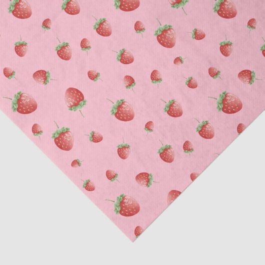 Aardbeienpatroon roze tissuepapier (Detail)