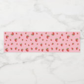 Aardbeienpatroon roze waterfles etiket (Enkel label)
