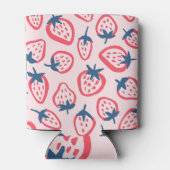 Aardbeienpatroon, schattig naadloos ontwerp. blikjeskoeler (Achterkant)