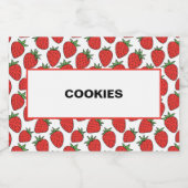 aardbeienpatroon | Schattigee en leuke keuken Voedselcontainer Etiket (Enkel label)