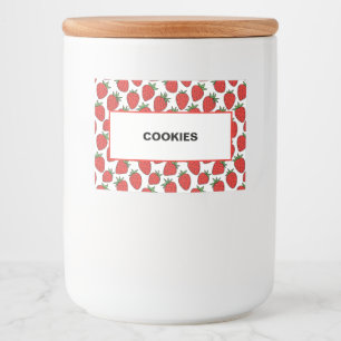 aardbeienpatroon Schattigee en leuke keuken Voedselcontainer Etiket