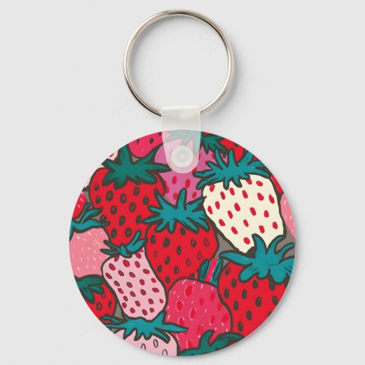 Aardbeienpatroon Sleutelhanger (Voorkant)