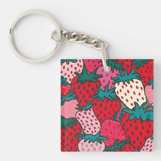 Aardbeienpatroon Sleutelhanger (voorkant)