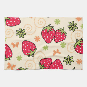 Aardbeienpatroon Theedoek