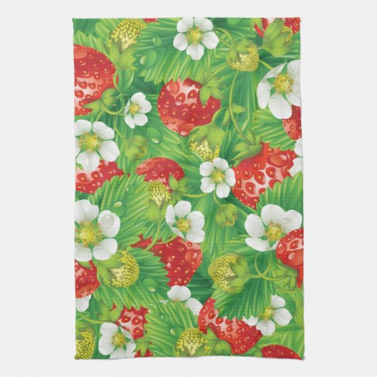 Aardbeienpatroon Theedoek (Verticaal)