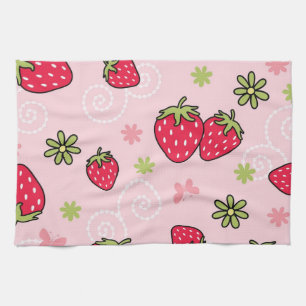 Aardbeienpatroon Theedoek