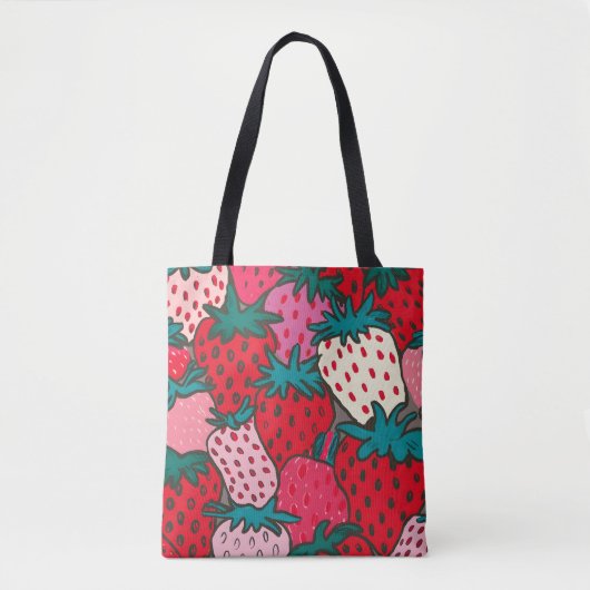Aardbeienpatroon Tote Bag (Voorkant)