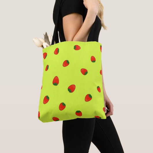 Aardbeienpatroon Tote Bag (Dichtbij)