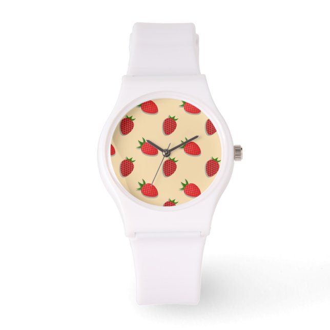 Aardbeienpatroon voor vruchtenzomertijd goede bes horloge (Voorkant)