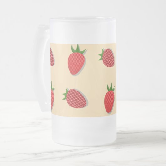 Aardbeienpatroon voor vruchtenzomertijd goede bes matglas bierpul (Voorkant links)