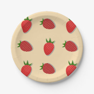 Aardbeienpatroon voor vruchtenzomertijd goede bes papieren bordje