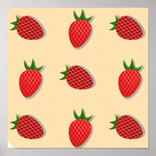 Aardbeienpatroon voor vruchtenzomertijd goede bes poster