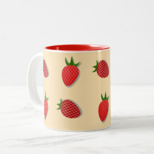 Aardbeienpatroon voor vruchtenzomertijd goede bes tweekleurige koffiemok