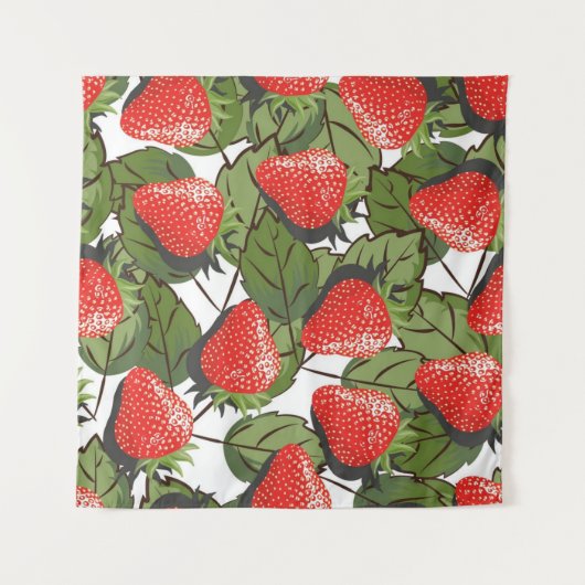 Aardbeienpatroon Wandkleed (Voorkant (horizontaal))