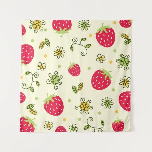 Aardbeienpatroon Wandkleed (Voorkant)