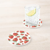 Aardbeienpatroon Zandsteen Onderzetter (Zijkant)