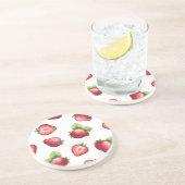 Aardbeienpatroon Zandsteen Onderzetter (Zijkant)