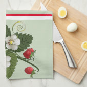  aardbeienPlant op Sage Green Theedoek (Quarter Fold)