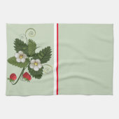  aardbeienPlant op Sage Green Theedoek (Horizontaal)